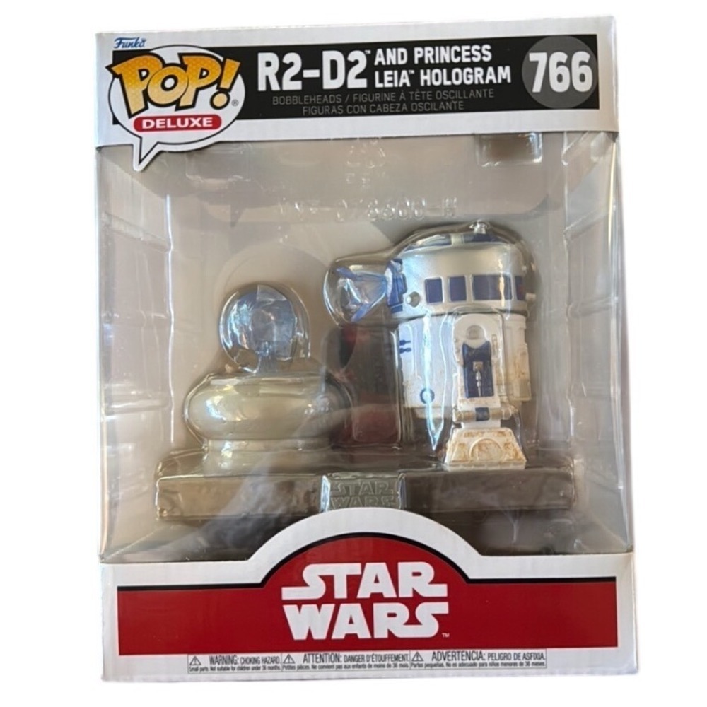 Funko Pop Deluxe Star Wars R2-D2 and‎ Princess Leia Hologram 766 Bobblehead NIB
